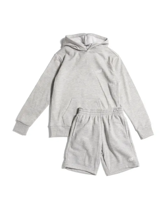 

Комплект из 2 однотонных флисовых толстовки и шорт для мальчиков Big Boys New Balance, серый