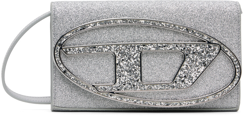

Серебряная сумка-кошелек на ремешке на 1 др. Diesel