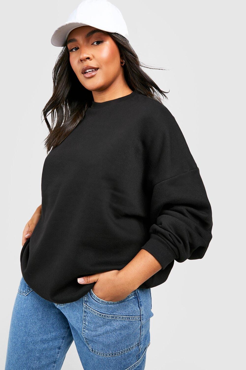 

Свитшот оверсайз recycled plus basic Boohoo, черный