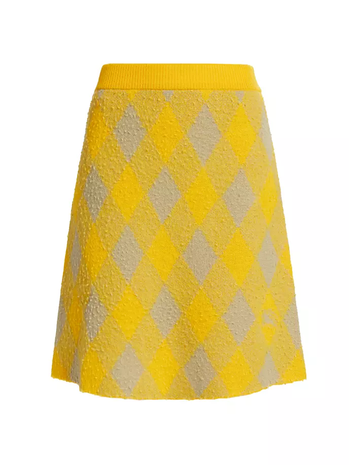 

Шерстяная юбка свободного кроя с узором аргайл Burberry, цвет mimosa pattern