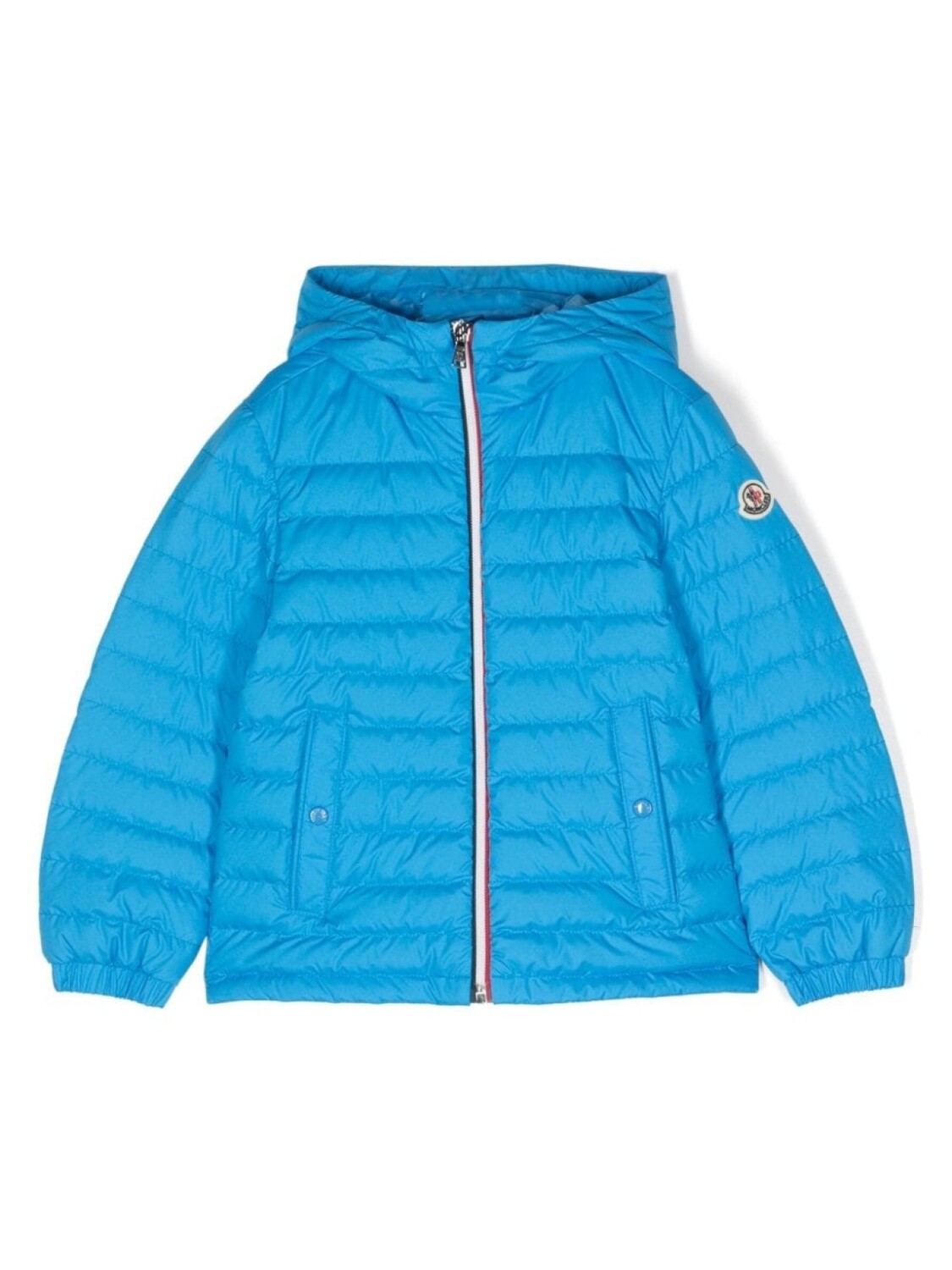 

Moncler Enfant куртка на молнии с отделкой в полоску, синий