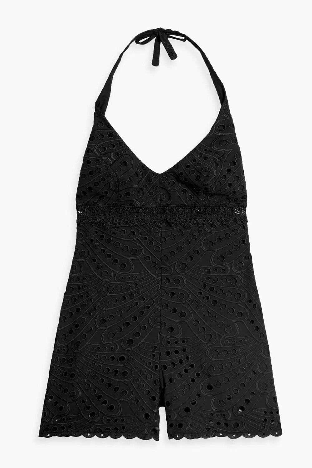 

Комбинезон Broderie Anglaise из смесового хлопка с воротником-хомутом Charo Ruiz Ibiza, черный