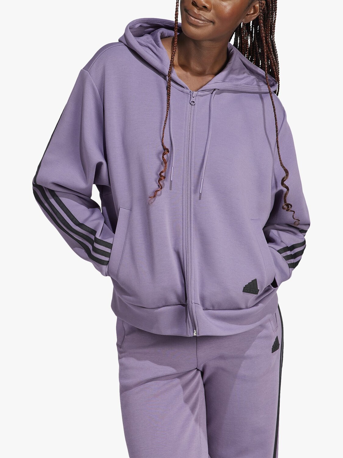 

Флисовая толстовка с 3 полосками на молнии adidas, тень фиолетовый