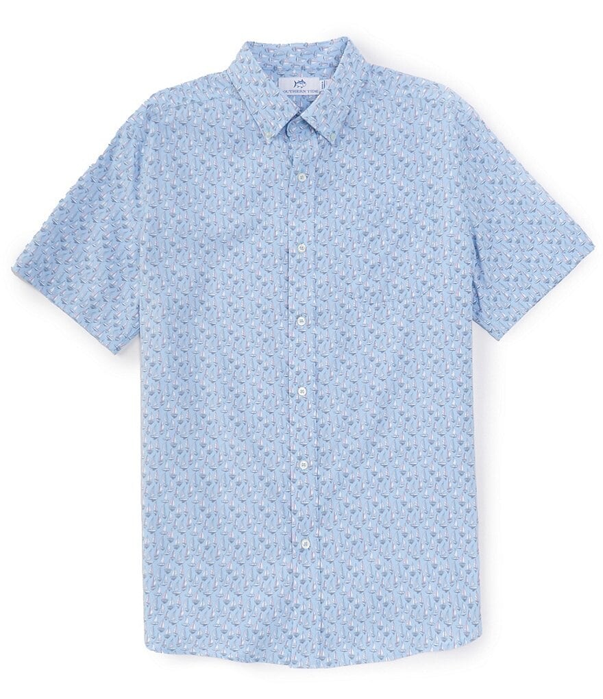 

Рубашка из эластичной ткани с короткими рукавами и короткими рукавами Southern Tide Intercoastal Performance Forget A-Boat It, синий