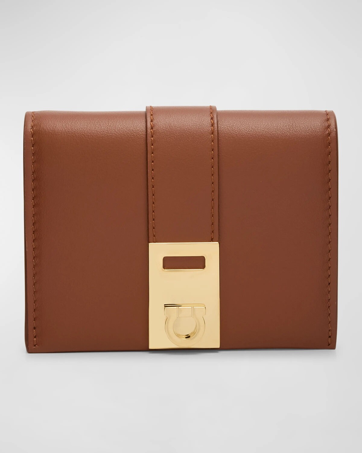 

Компактный кожаный кошелек Hug Ferragamo, цвет Cognac