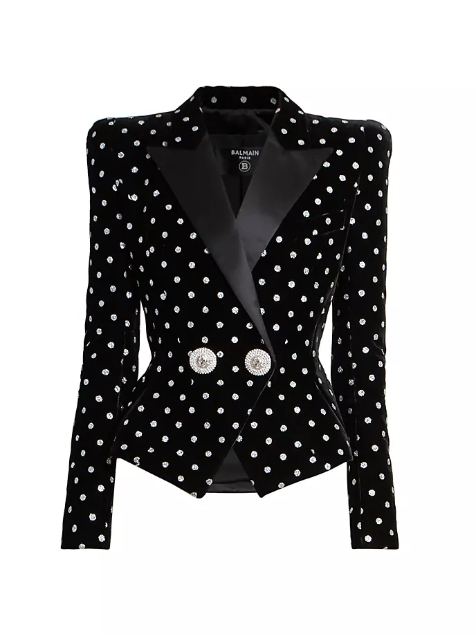 

Бархатный жакет в горошек Balmain, цвет black silver