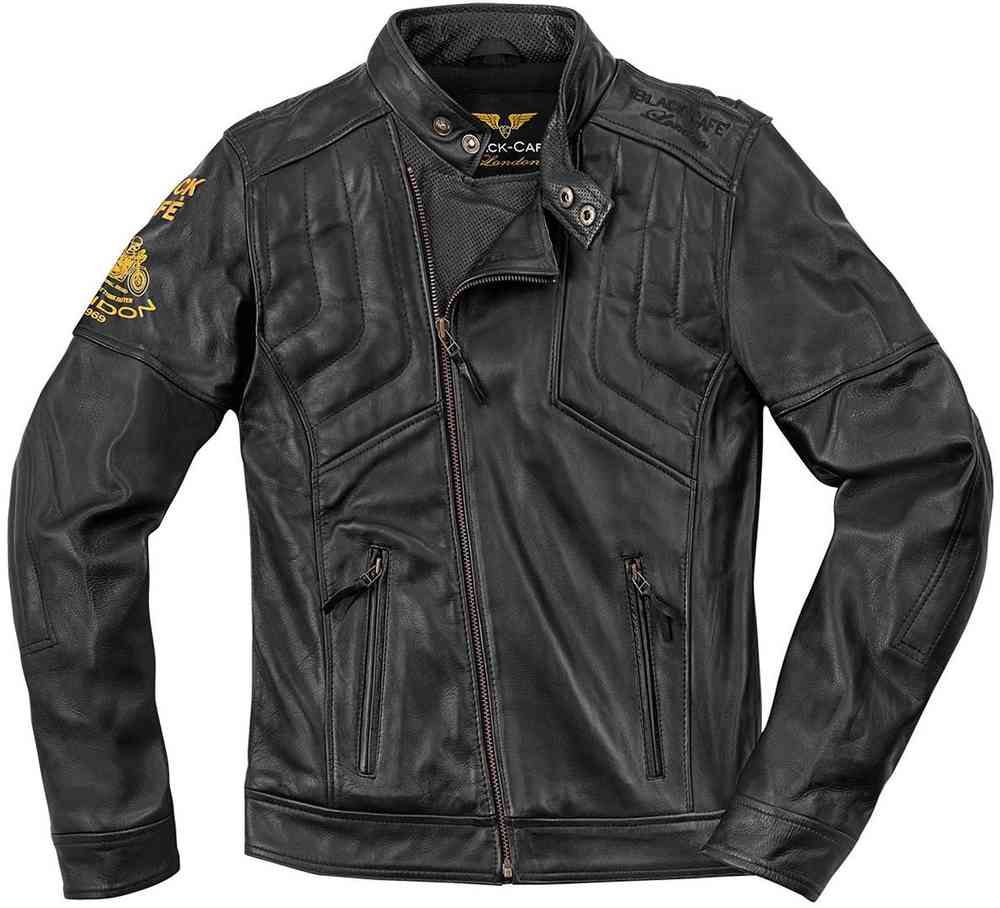 Мотоциклетная кожаная куртка сари Black-Cafe London, черный
