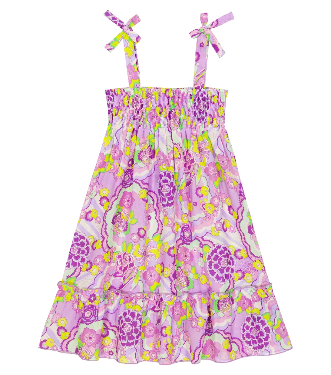 Платье из хлопка с цветочным принтом Vilebrequin, фиолетовый платье трапеция из хлопка фиолетовый