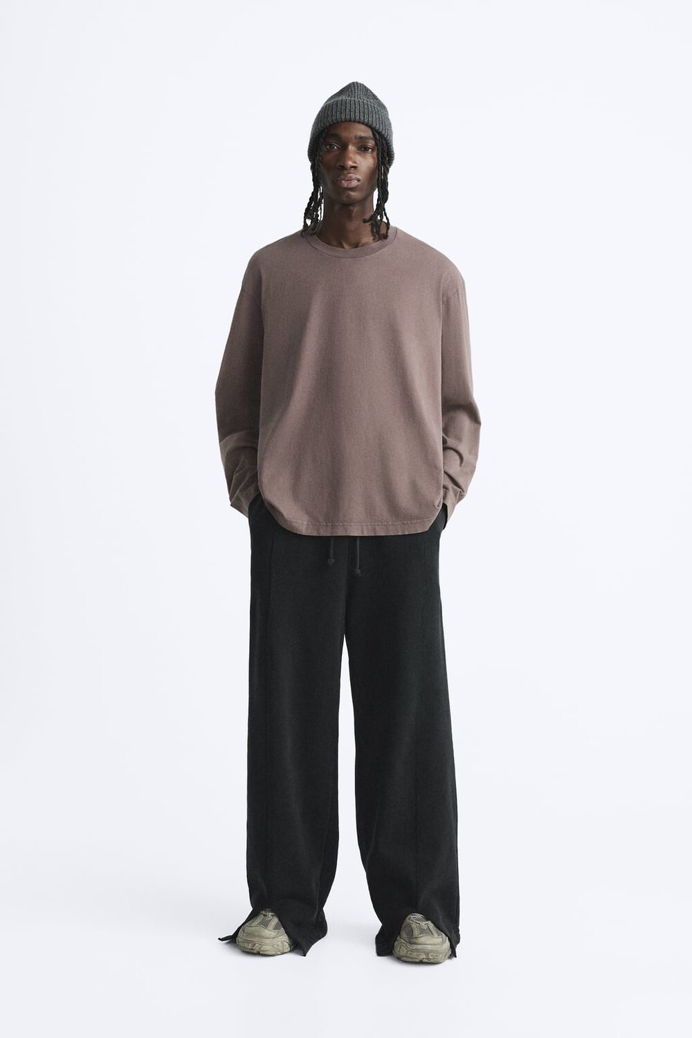 

Топ с длинными рукавами ZARA, бордовый