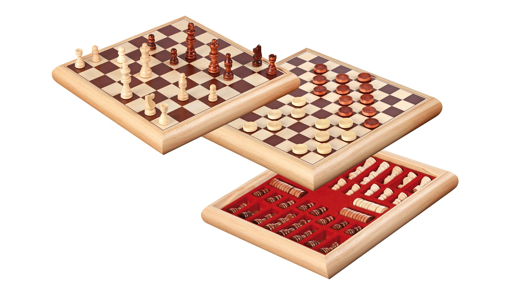 Набор шахматных шашек, деревянная коробка, поле 35 мм