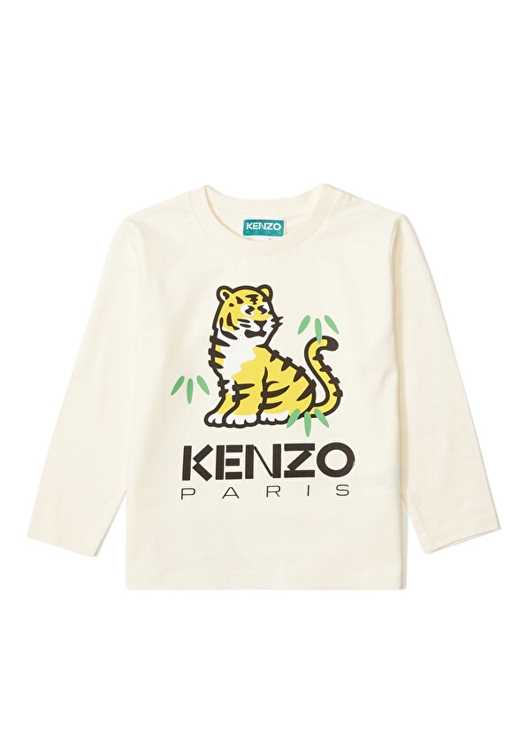 

Кремовая футболка с логотипом для девочек Kenzo