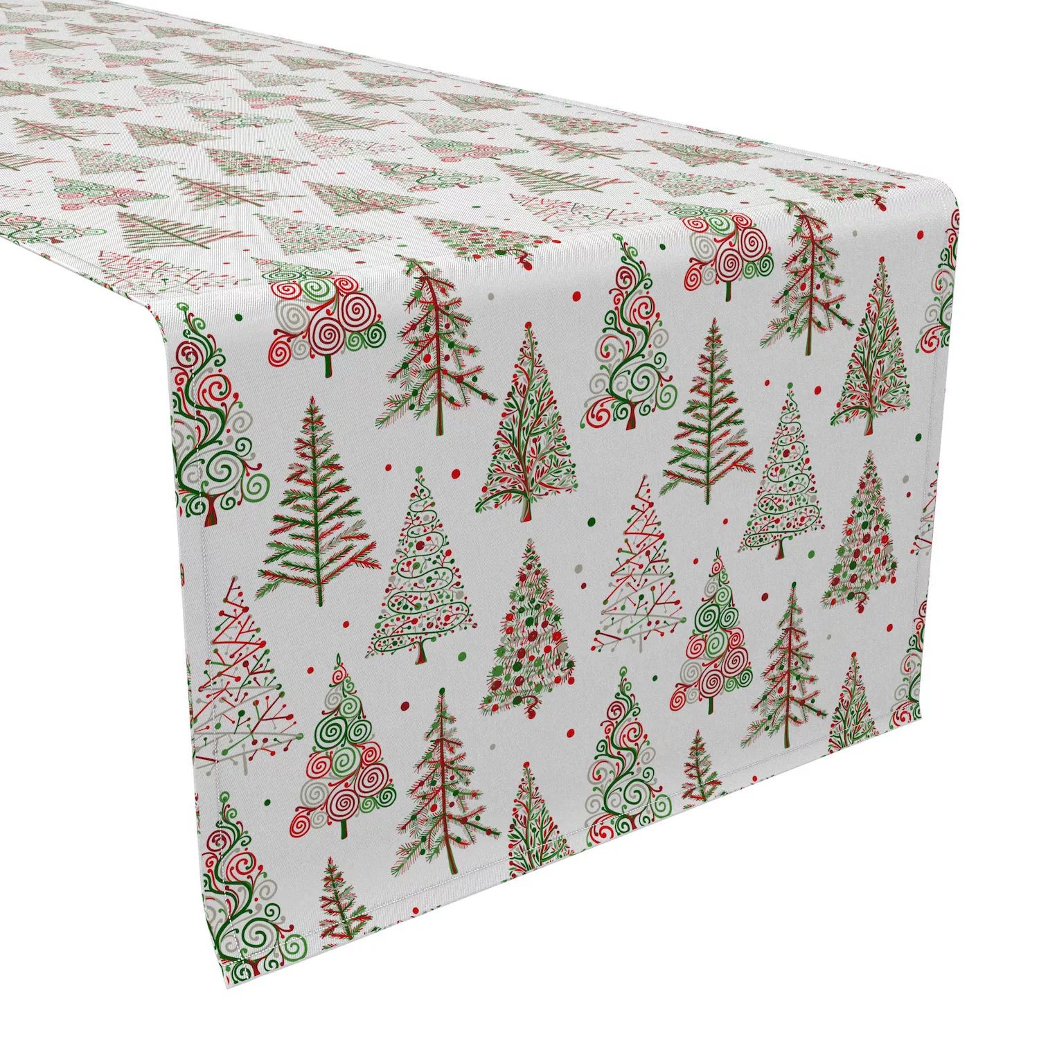 Дорожка для стола, 100 % хлопок, 16x108 дюймов, узоры в виде красной и зеленой рождественской елки.