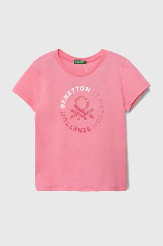 

Хлопковая футболка для детей United Colors of Benetton, розовый