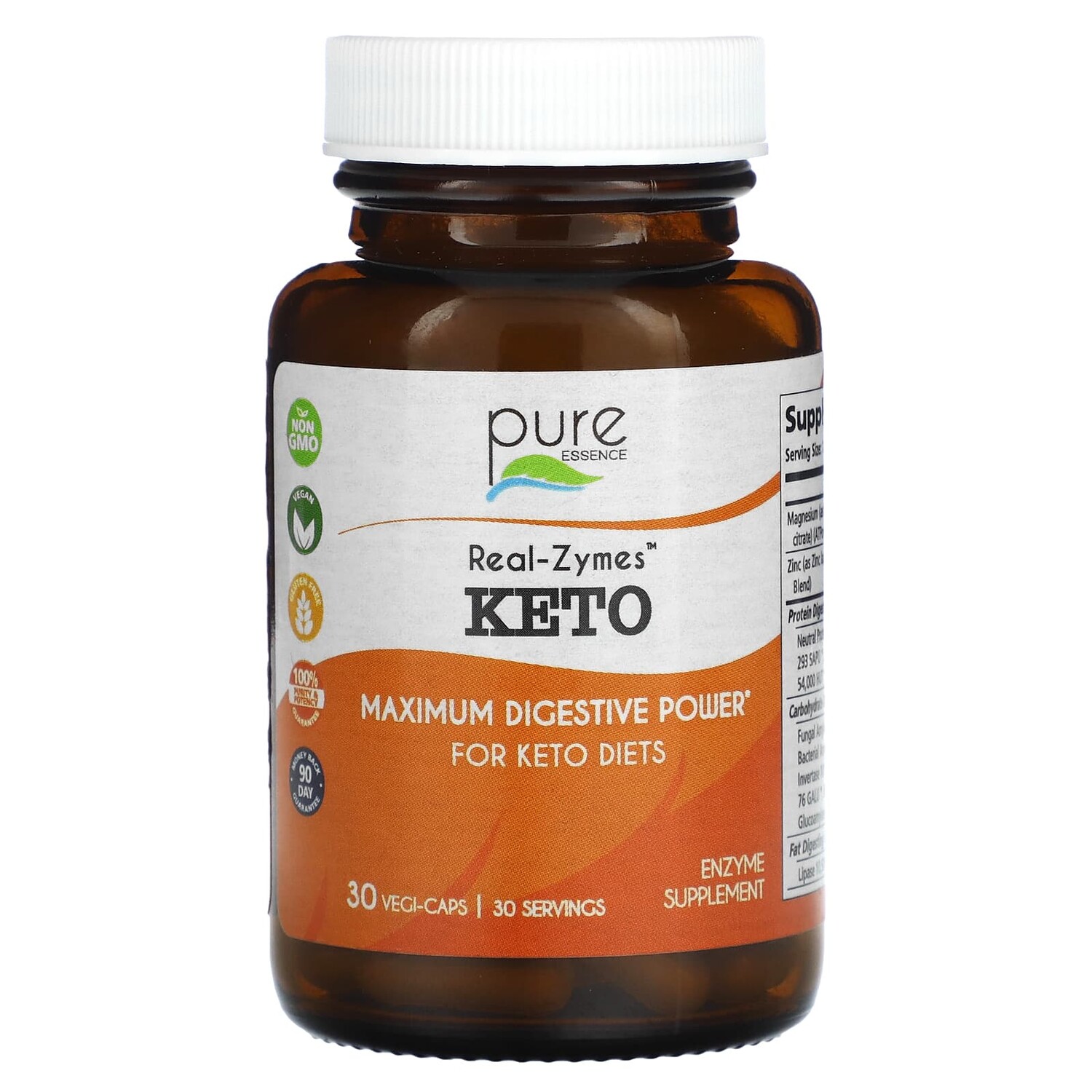 

Real-Zymes, кето, 30 растительных капсул, Pure Essence