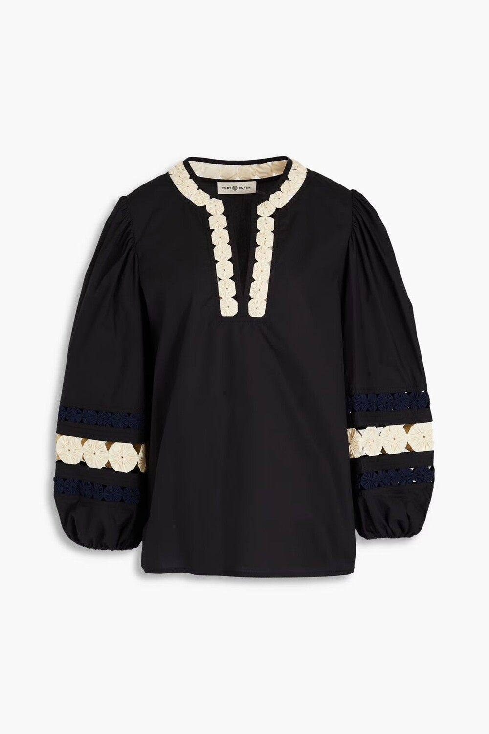 

Хлопковая блузка Yoyo с декором Tory Burch, черный