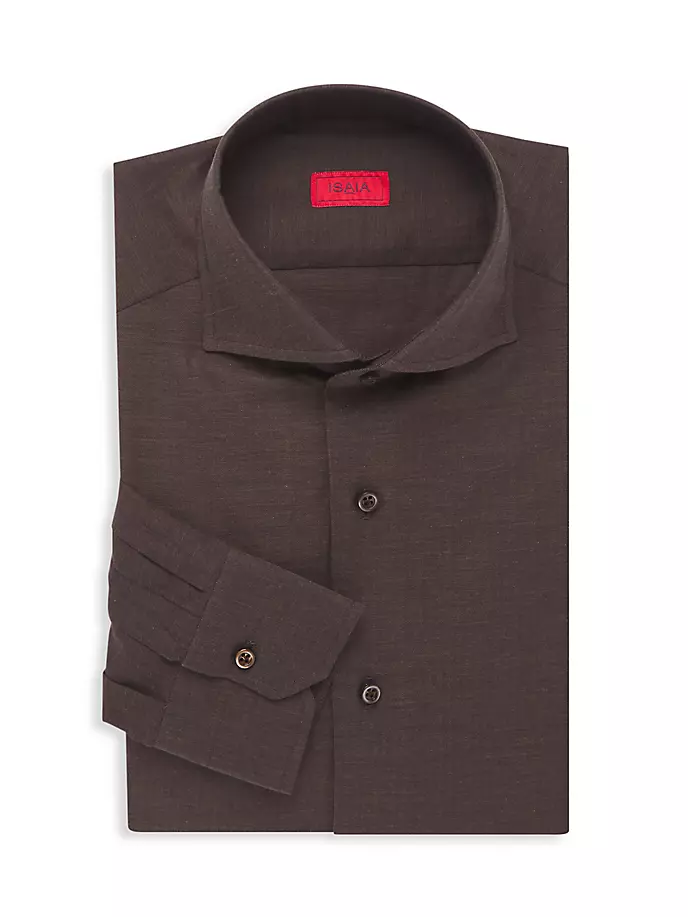 

Фланелевая классическая рубашка обычного кроя Isaia, цвет dark brown