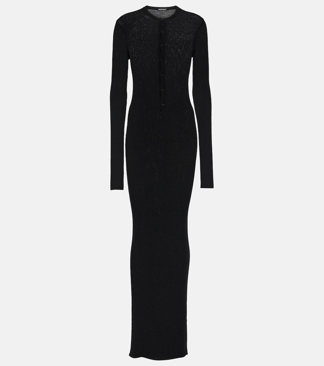 

Платье макси из шерсти в рубчик Ann Demeulemeester, черный