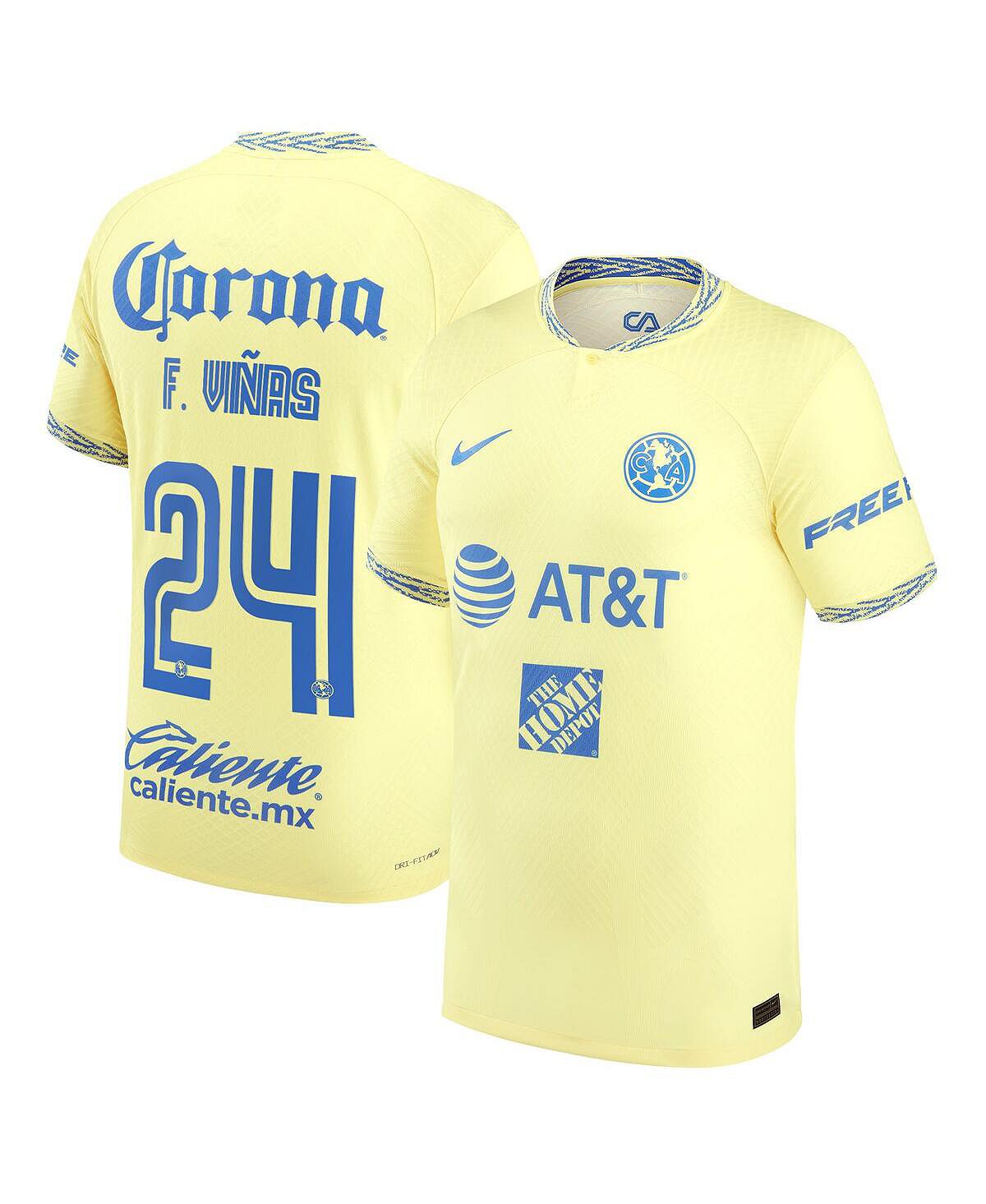 

Мужская домашняя футболка аутентичного игрока Federico Vinas Yellow Club America 2022/23 Nike