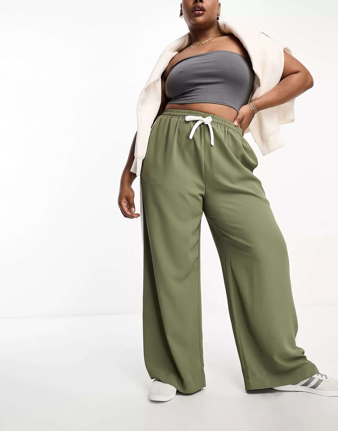 

ASOS Curve Брюки цвета хаки с контрастной вставкой Curve