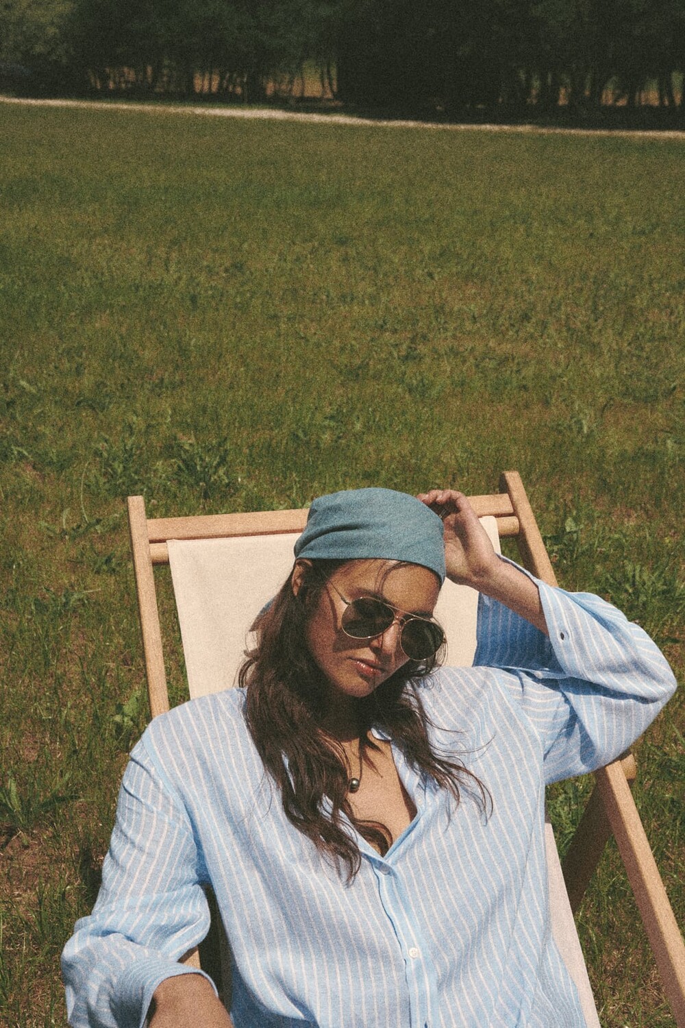 

Льняная рубашка на пуговицах ZARA, синий