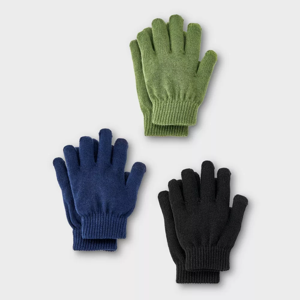 

Детские варежки Value Mitten, 3 шт. - Cat & Jack, цвет Navy Blue/ Black/Green