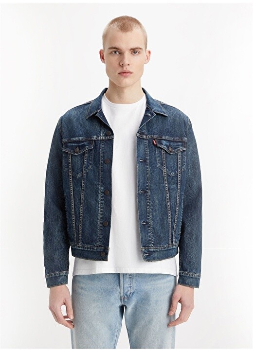 

Темно-синяя мужская джинсовая куртка Levis, Синий