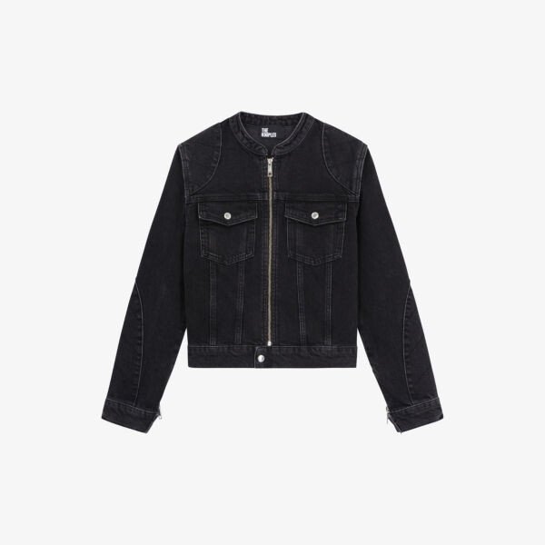 

Джинсовая куртка на молнии с накладными карманами The Kooples, черный