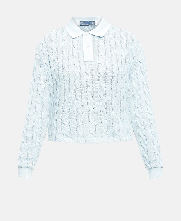

Рубашка-поло с длинными рукавами Polo Ralph Lauren, светло-синий