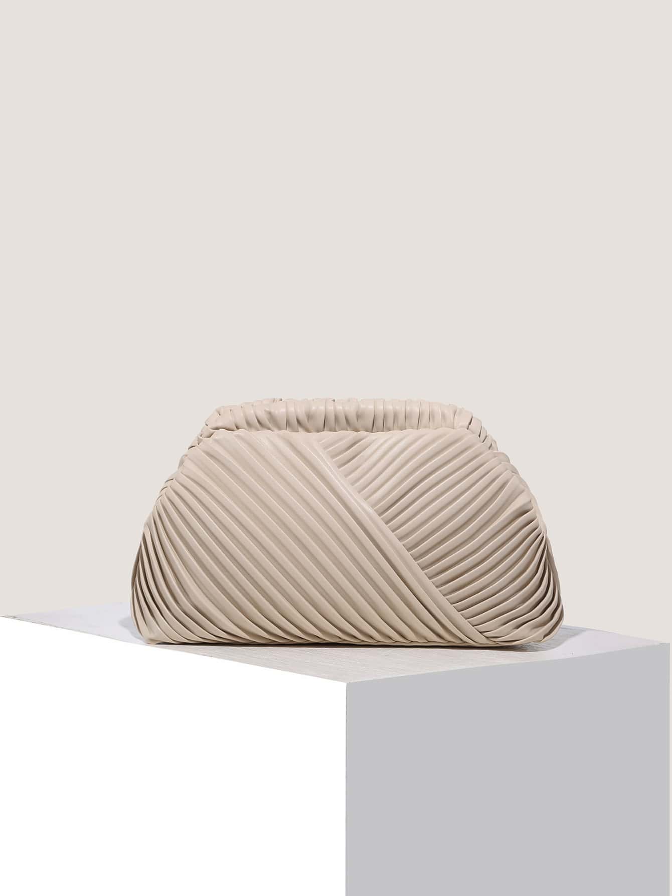 Модная минималистичная сумка со складками для женщин, абрикос