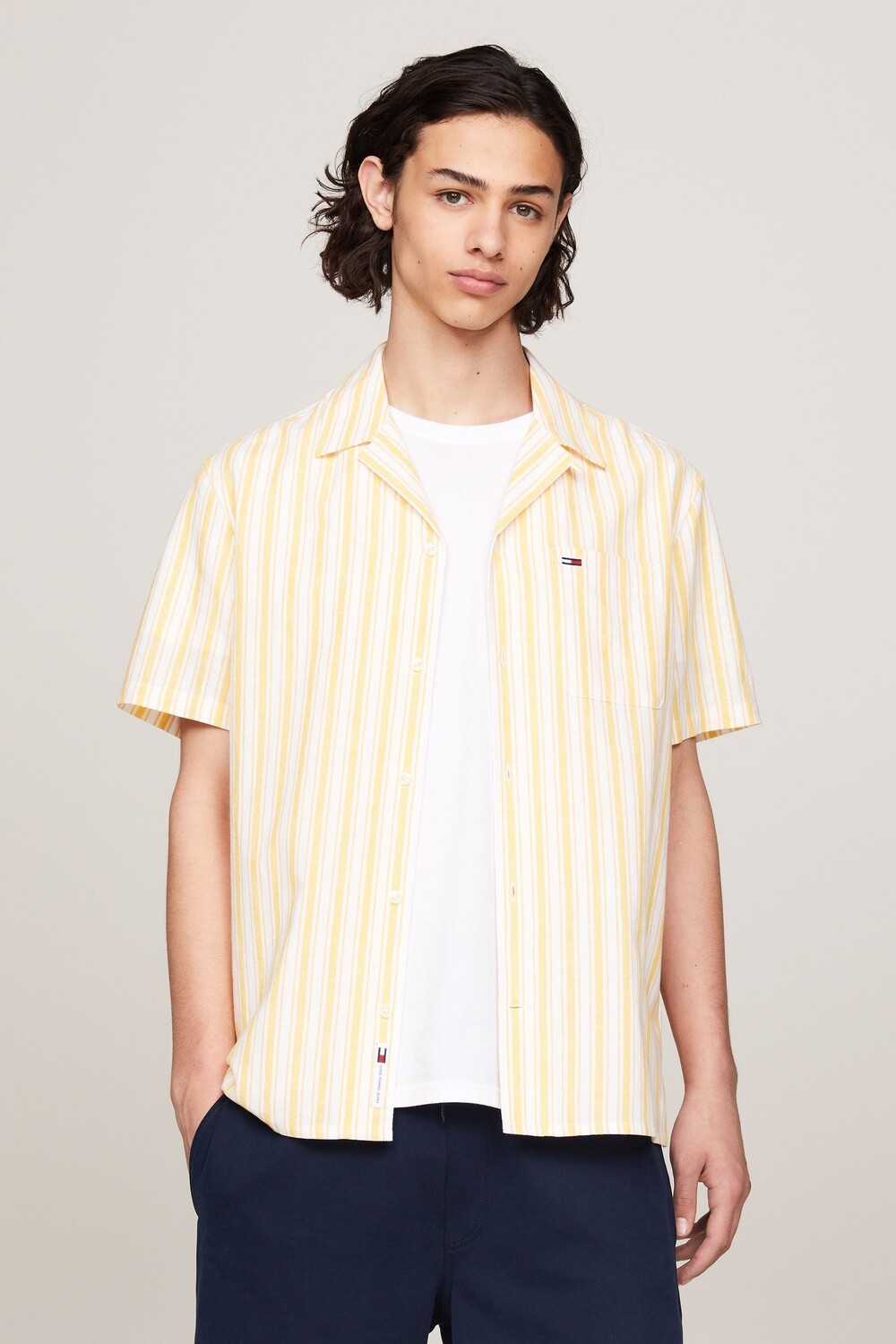 

Полосатая льняная рубашка Tommy Jeans, желтый