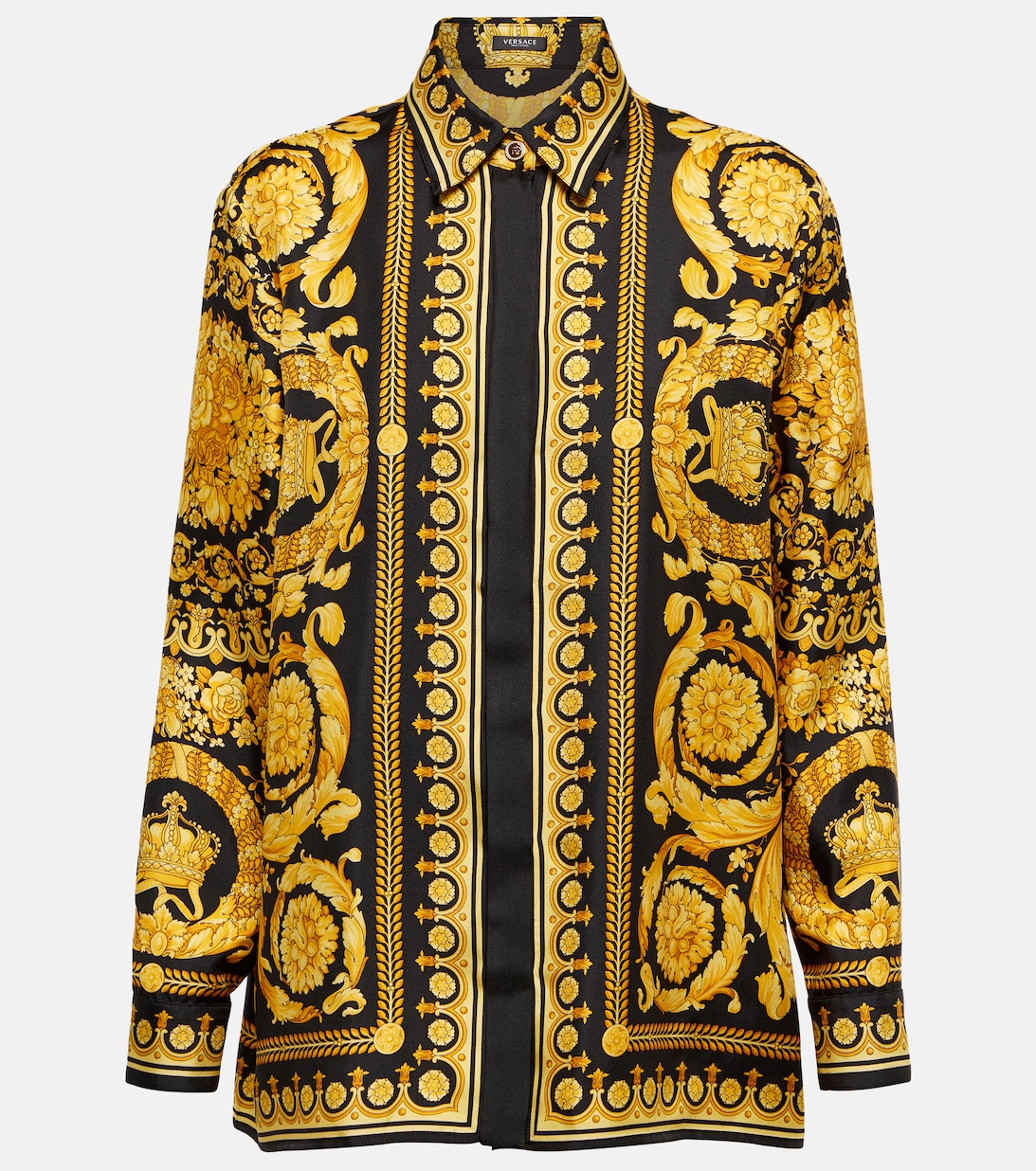 Рубашка Barocco из шелкового твила VERSACE, разноцветный