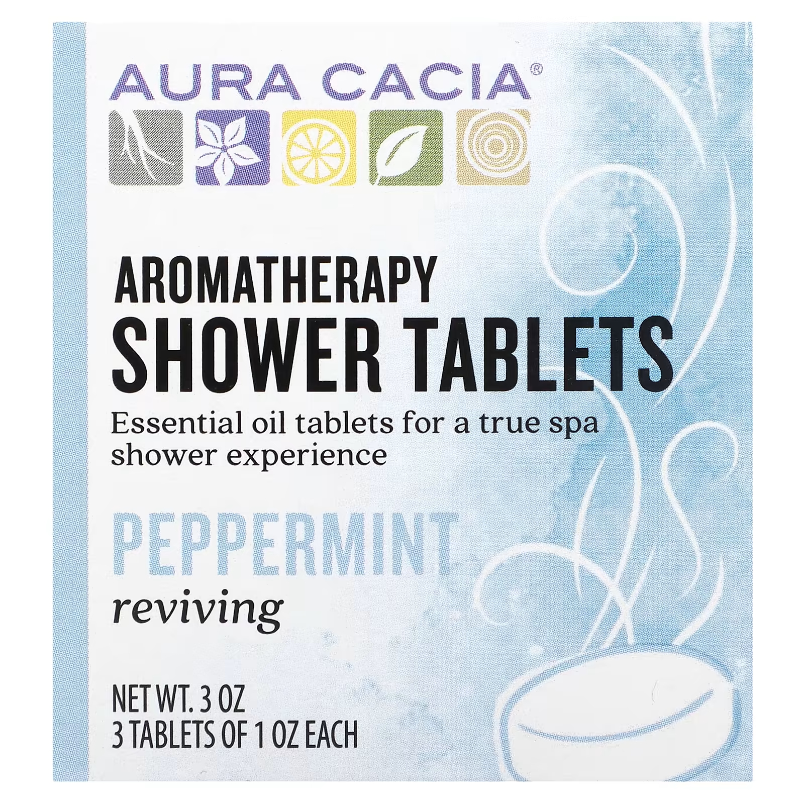 Таблетки для душа Aura Cacia с ароматерапией, 3 таблетки
