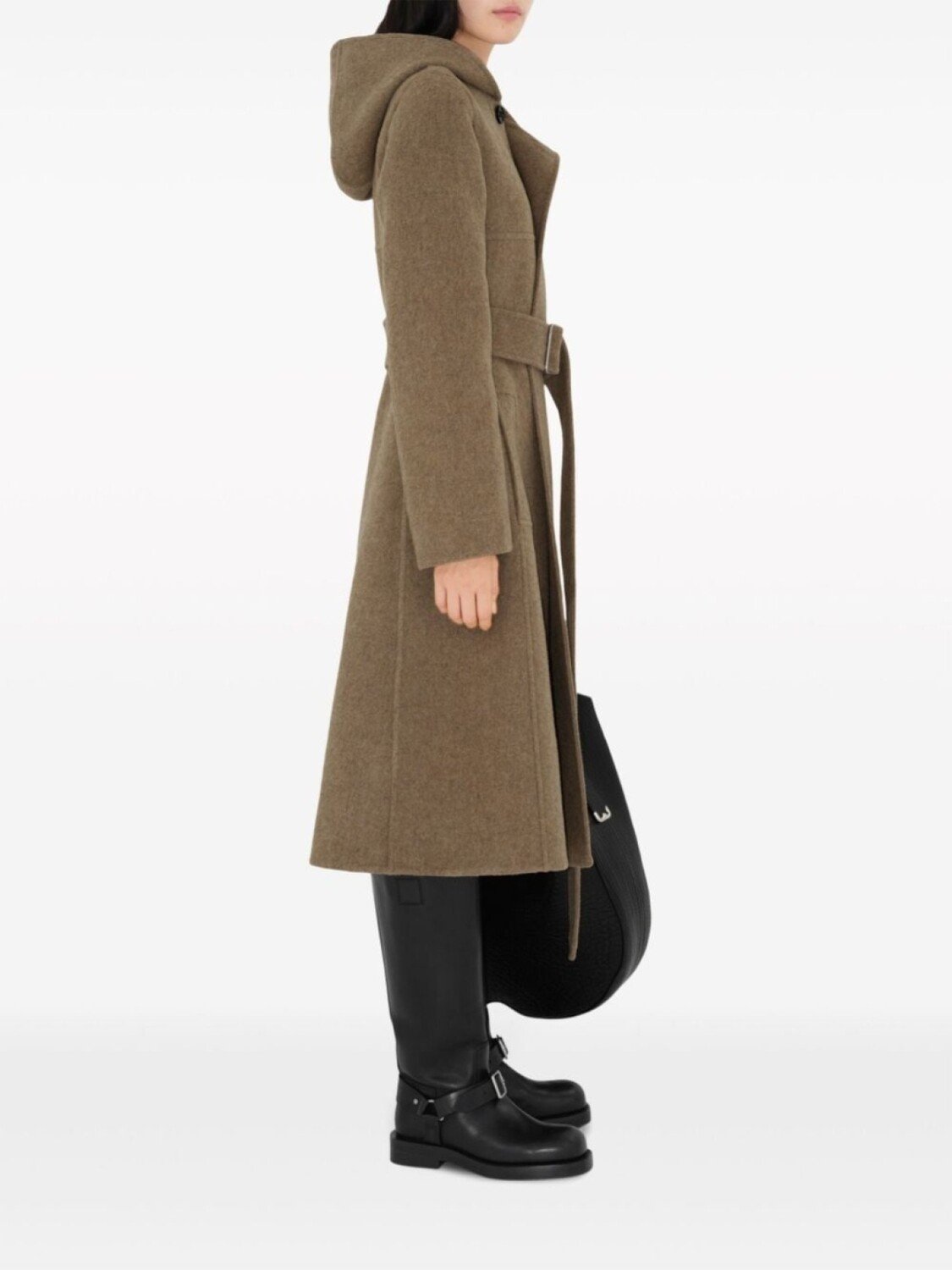 

Пальто с капюшоном и поясом Burberry, коричневый