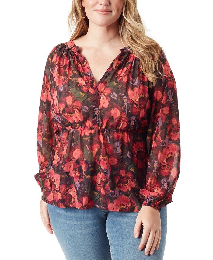 

Модный топ Marjorie с баской больших размеров Jessica Simpson, красный