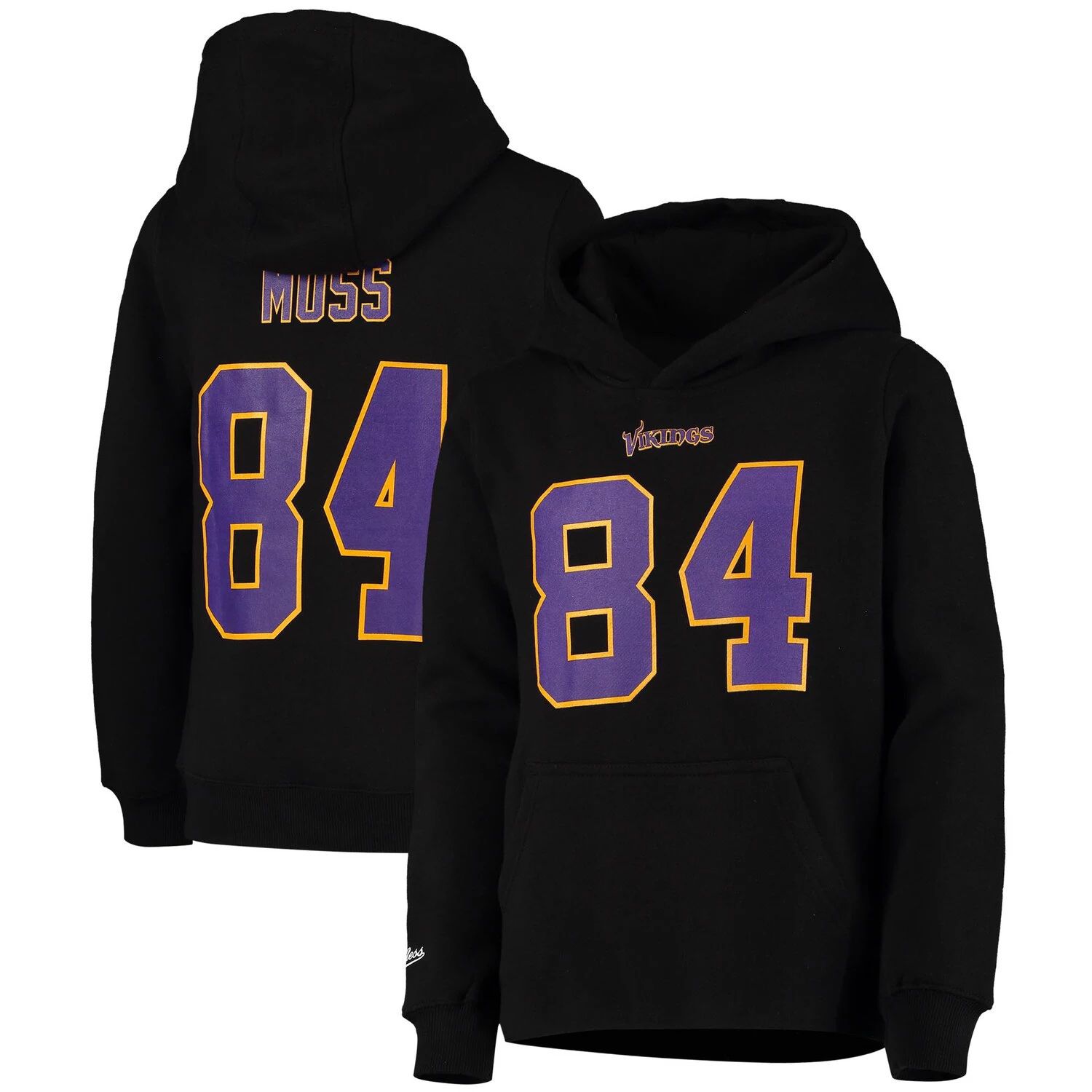 

Молодежь Mitchell & Ness Randy Moss Черный Миннесота Викинги Имя и номер игрока в отставке Флисовый пуловер с капюшоном Unbranded