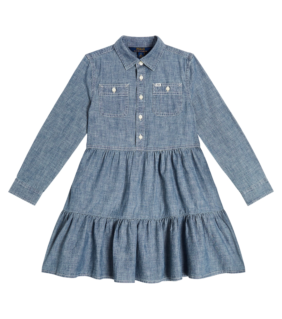 Хлопковое платье-рубашка Polo Ralph Lauren Kids, синий джинсы polo ralph lauren синий