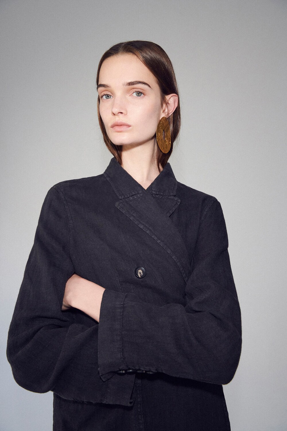 

Пиджак из расслабленного льна, ограниченная серия Zara, антрацитово-серый