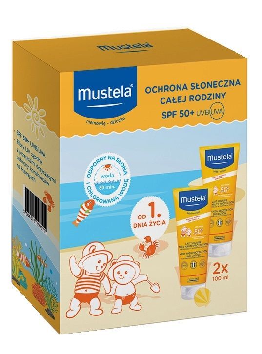 цена Mustela Sun SPF50+ защитное молочко для детей, 2 шт.