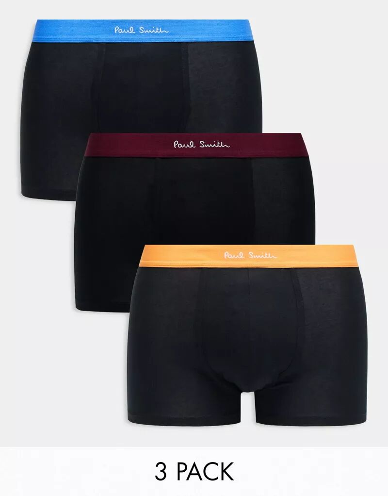 цена Набор из трех плавок Paul Smith черного цвета с цветным логотипом на поясе PS Paul Smith