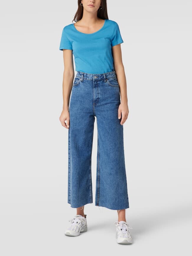 

Футболка с круглым вырезом в рубчик Jake*s Casual, аква синий