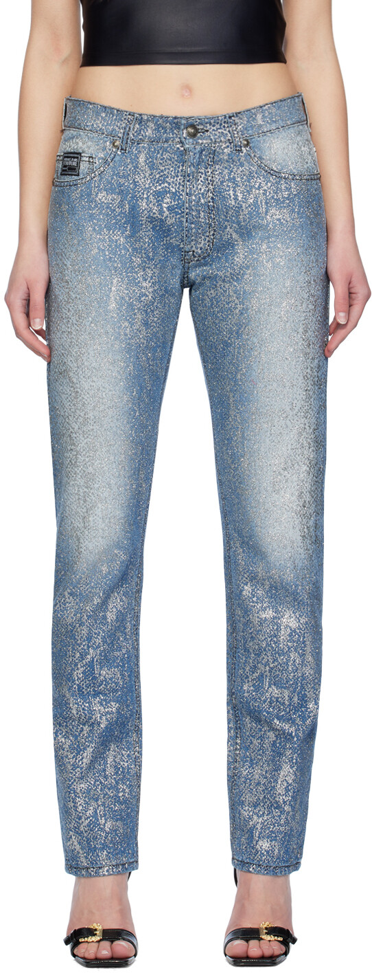 

Джинсы цвета индиго анималистера Versace Jeans Couture
