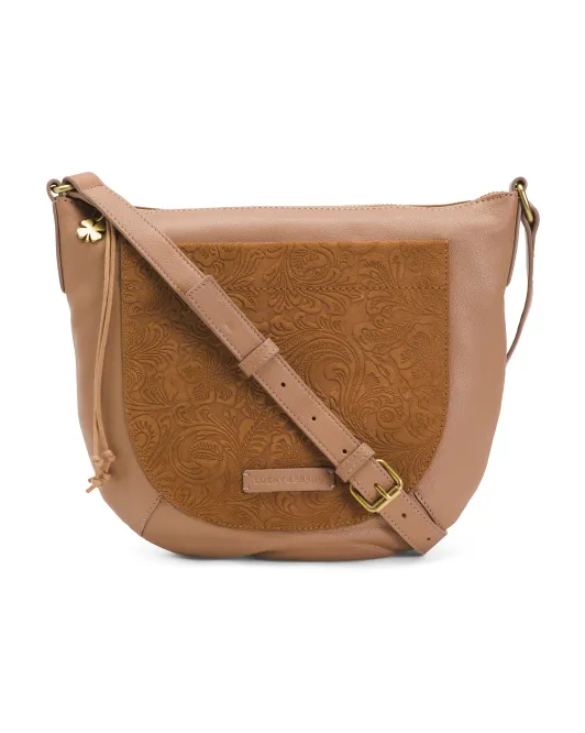 

Кожаный пояс через плечо с замшевой передней частью Lucky Brand, цвет Almond