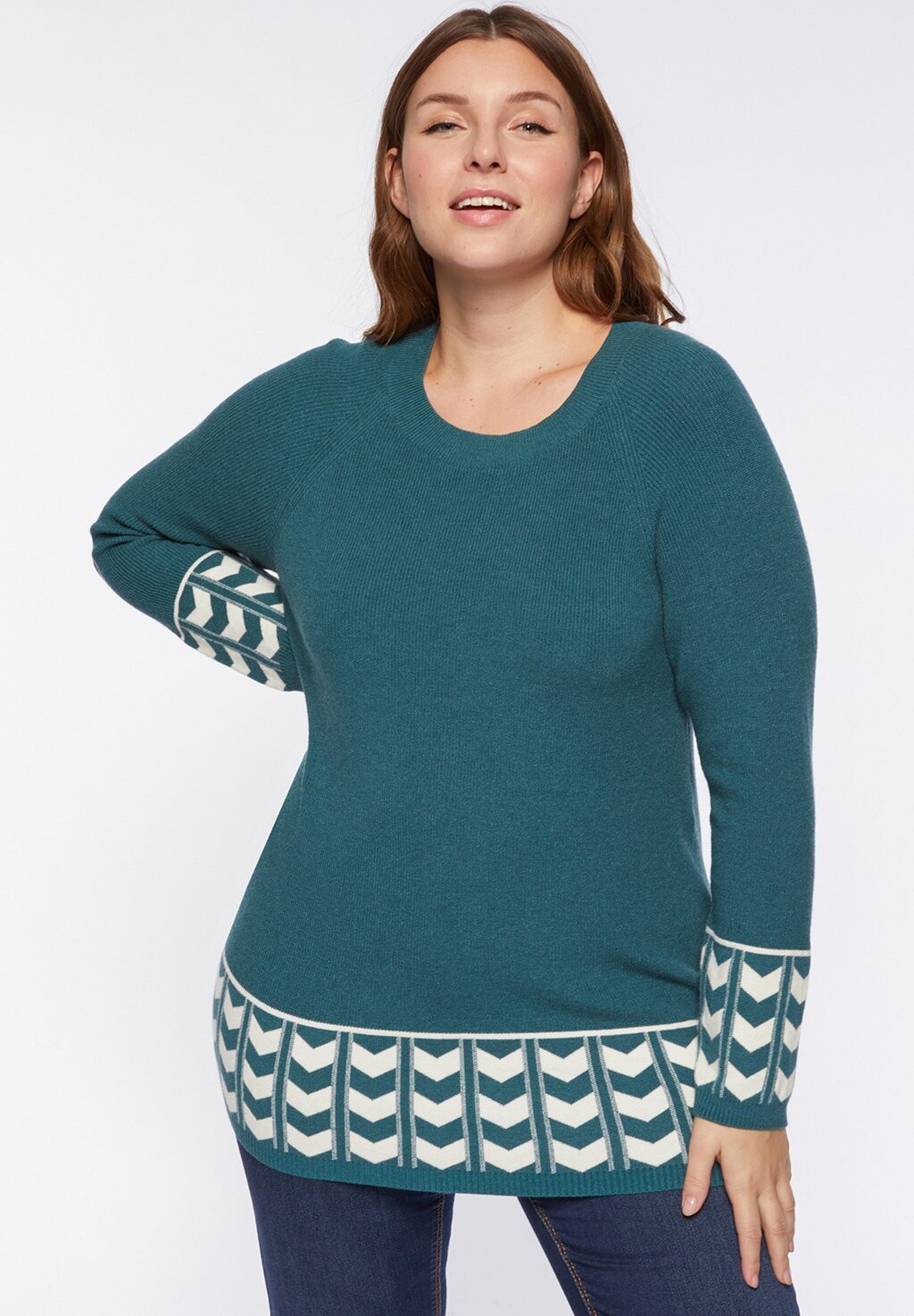 

Свитер Con Bordes Jacquard Fiorella Rubino, бирюзовый, Зеленый