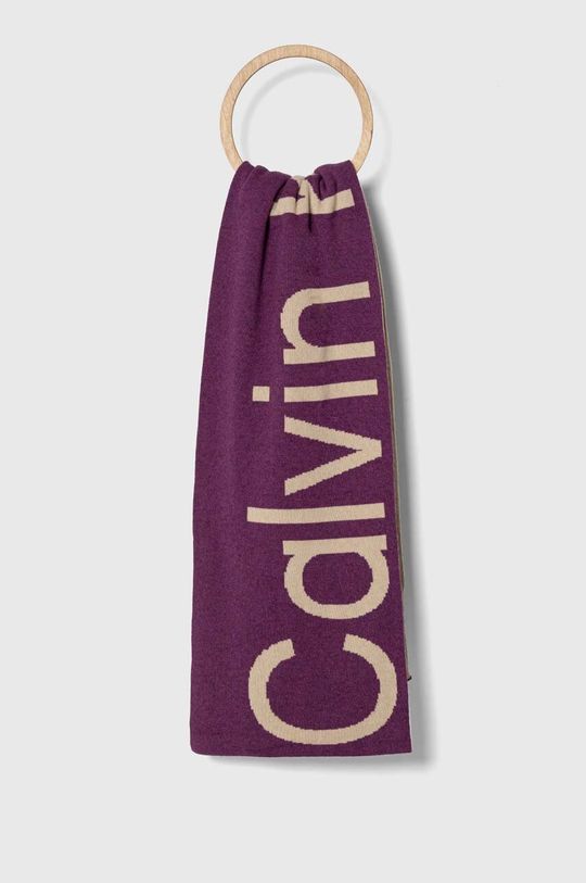 Шарф из смесовой шерсти Calvin Klein Jeans, фиолетовый шарф мустанг из смесовой шерсти mustang фиолетовый