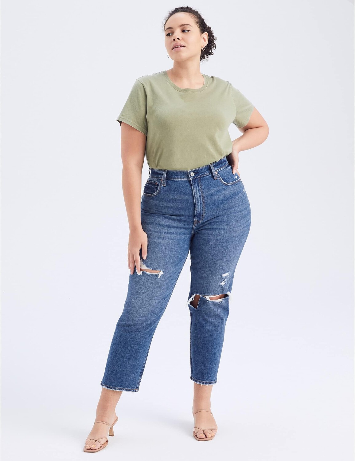 

Джинсы Curve Love 90's Ultra High Rise Straight Jeans Abercrombie & Fitch, цвет Medium Destroy