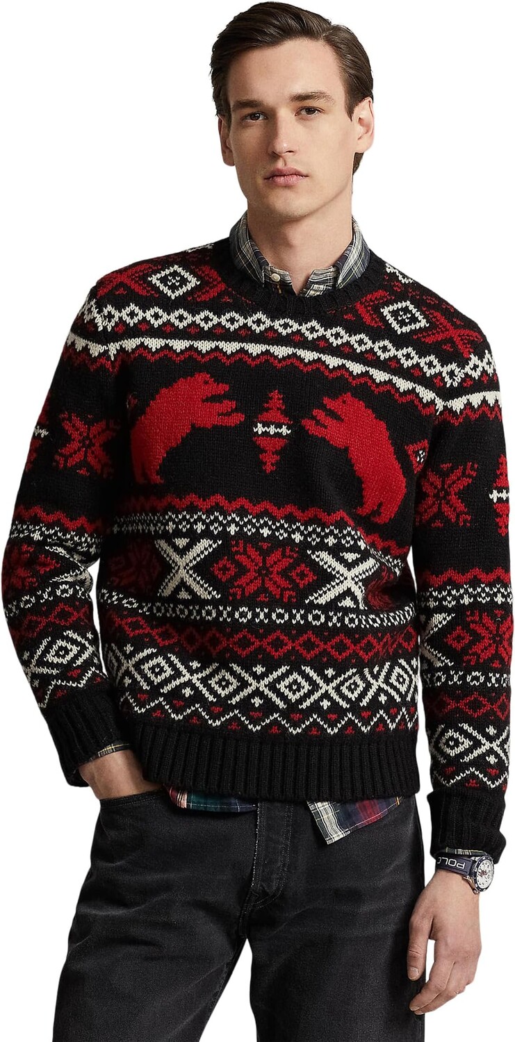 

Шерстяной свитер Polar Bear с жаккардовым узором Polo Ralph Lauren, цвет Black Combo
