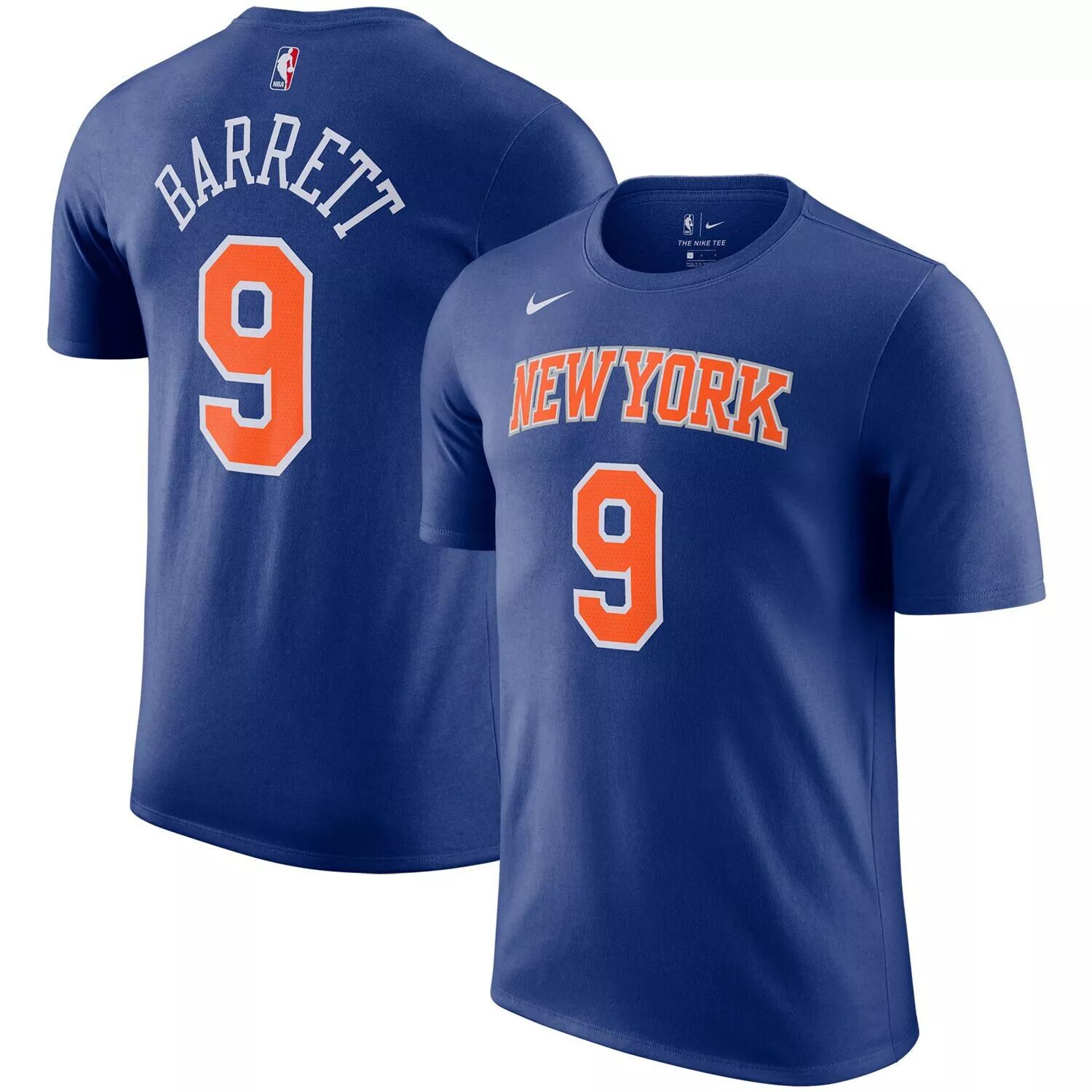 

Мужская синяя футболка с именем и номером Nike RJ Barrett New York Knicks, Синий