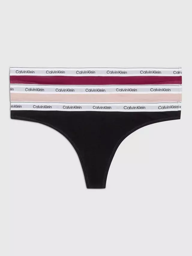 

Стринги Calvin Klein Modern Logo Cotton 3 шт, цвет black/pink/purple