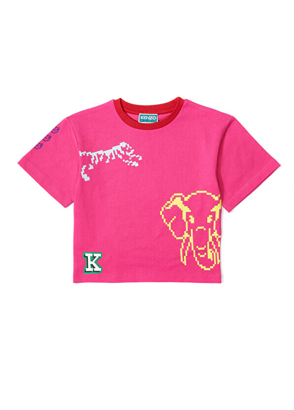 

Розовая футболка с логотипом для девочек Kenzo