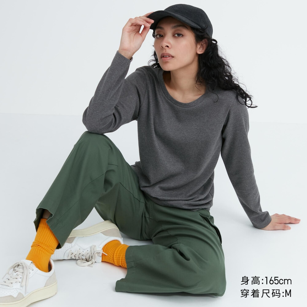 

Женская футболка Uniqlo со свободным низом, темно-серый